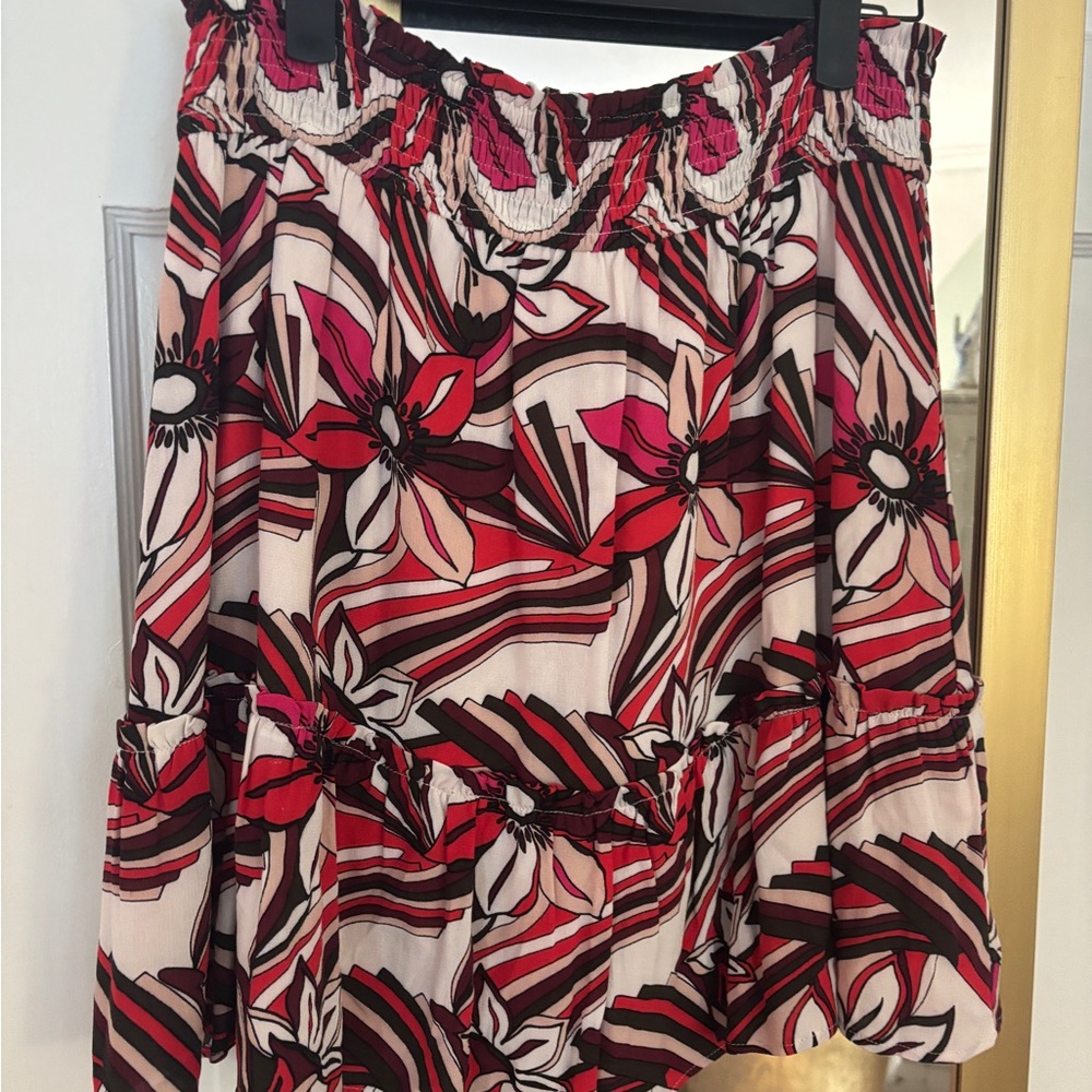 Floral Print Women's Skirt - Red and Black